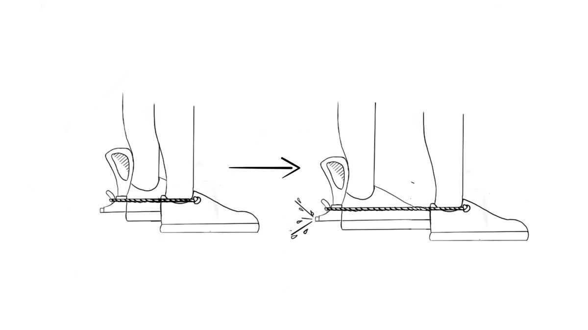 The drawing for the Smell Step, a shoe-mounted device that lays a scent trail